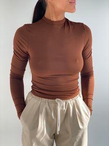 Brown Turtleneck Top