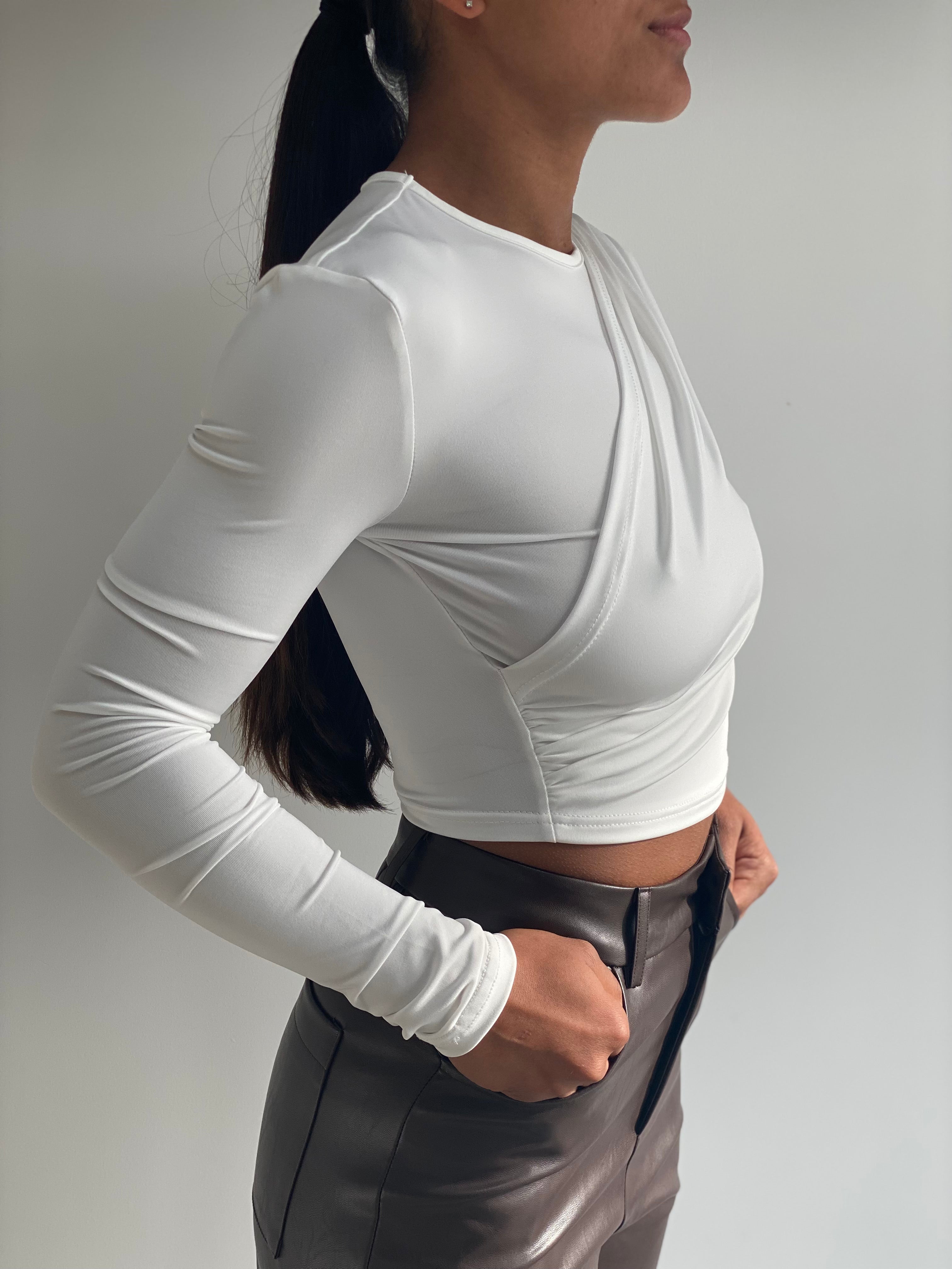 White Ruched Midi Top