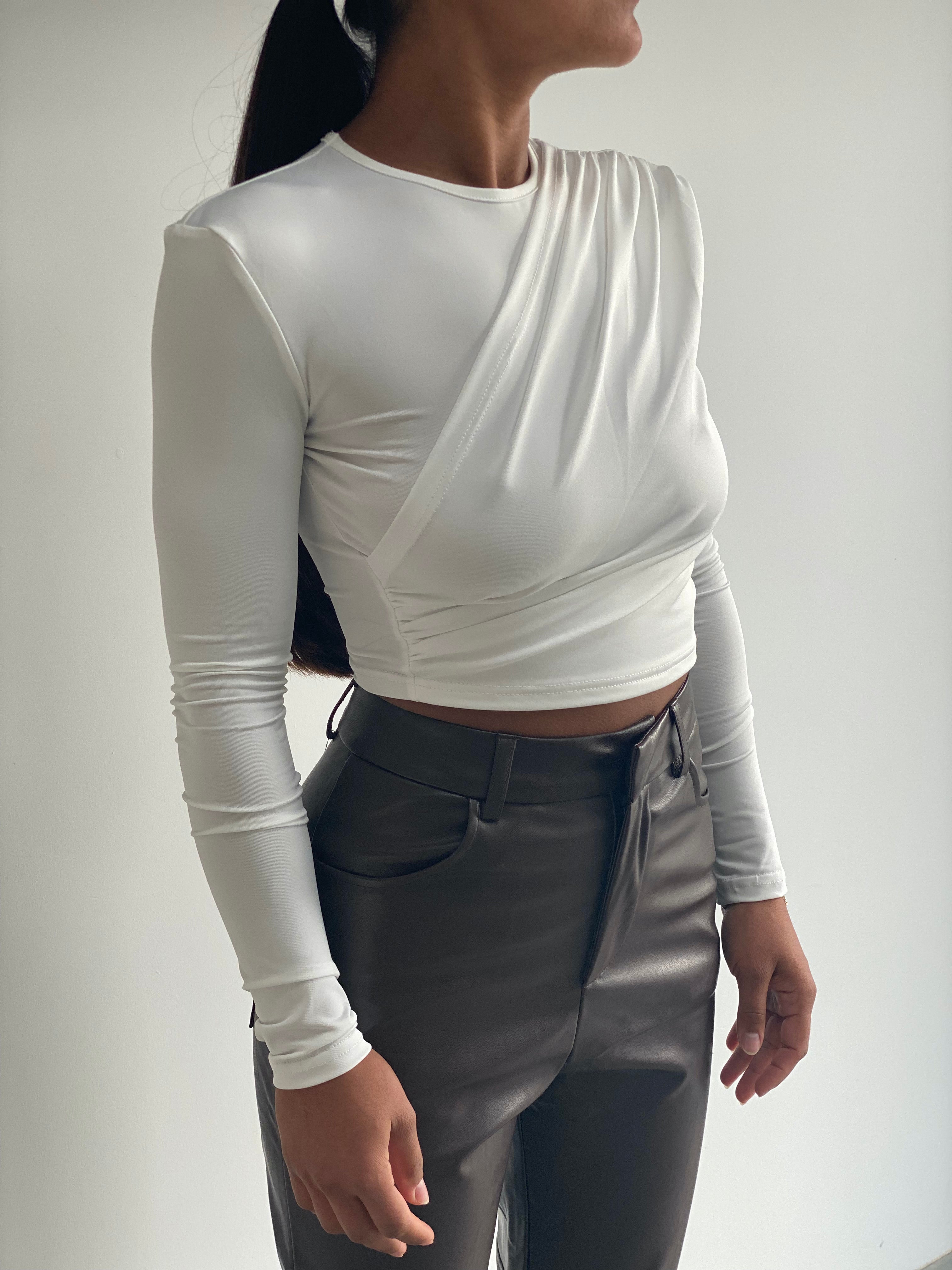 White Ruched Midi Top