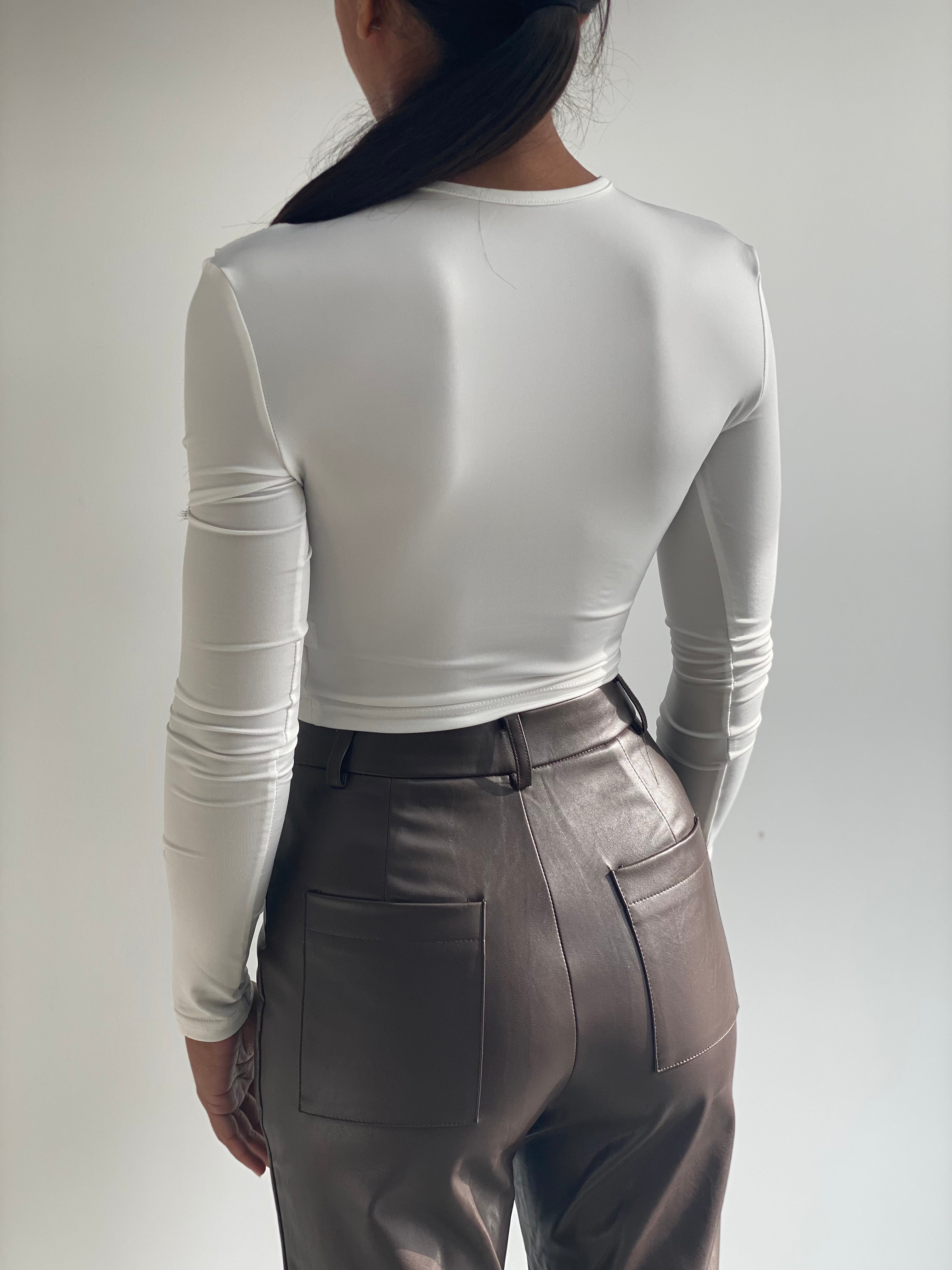 White Ruched Midi Top