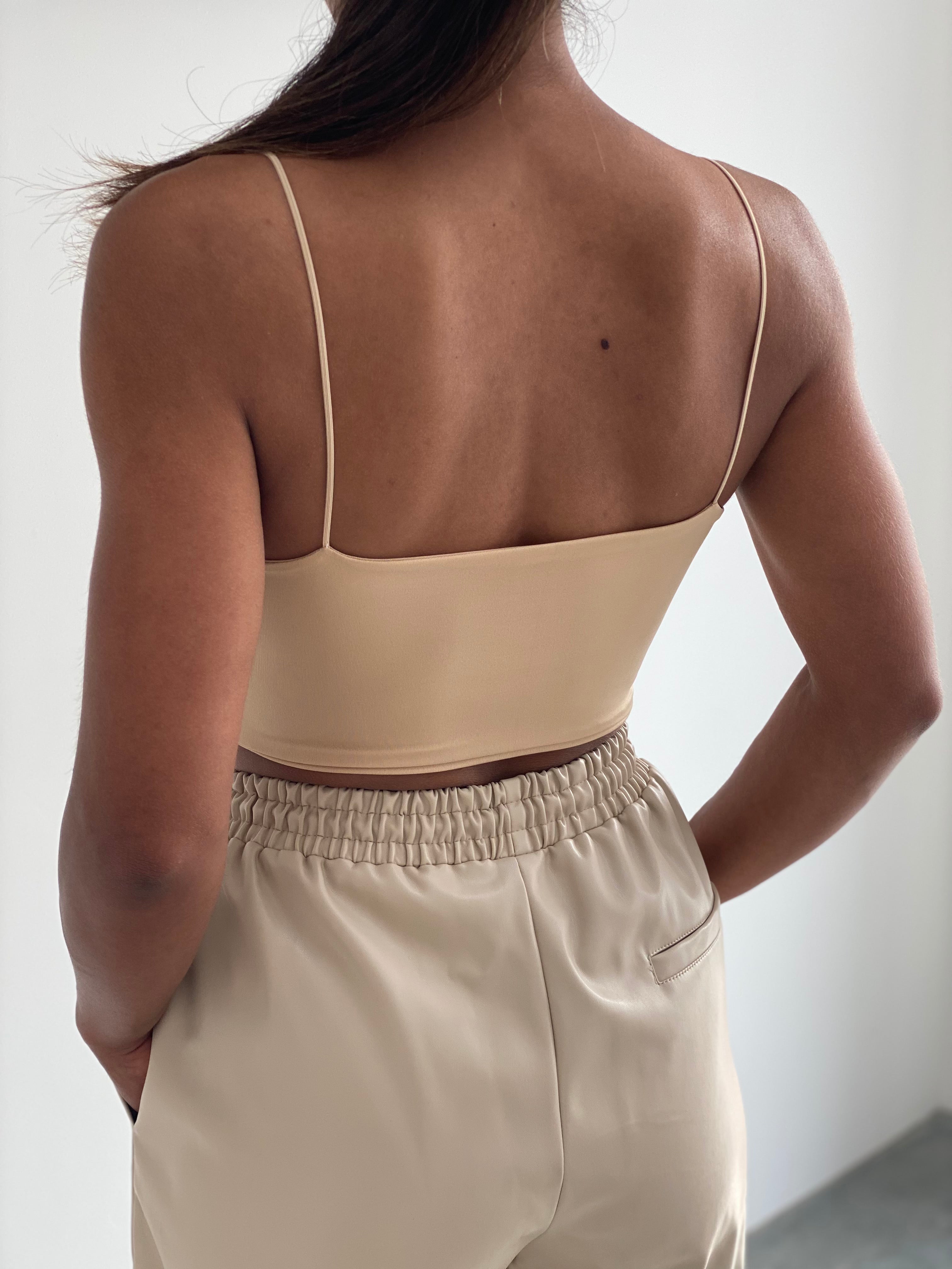 Champagne Spaghetti Strap Crop Top