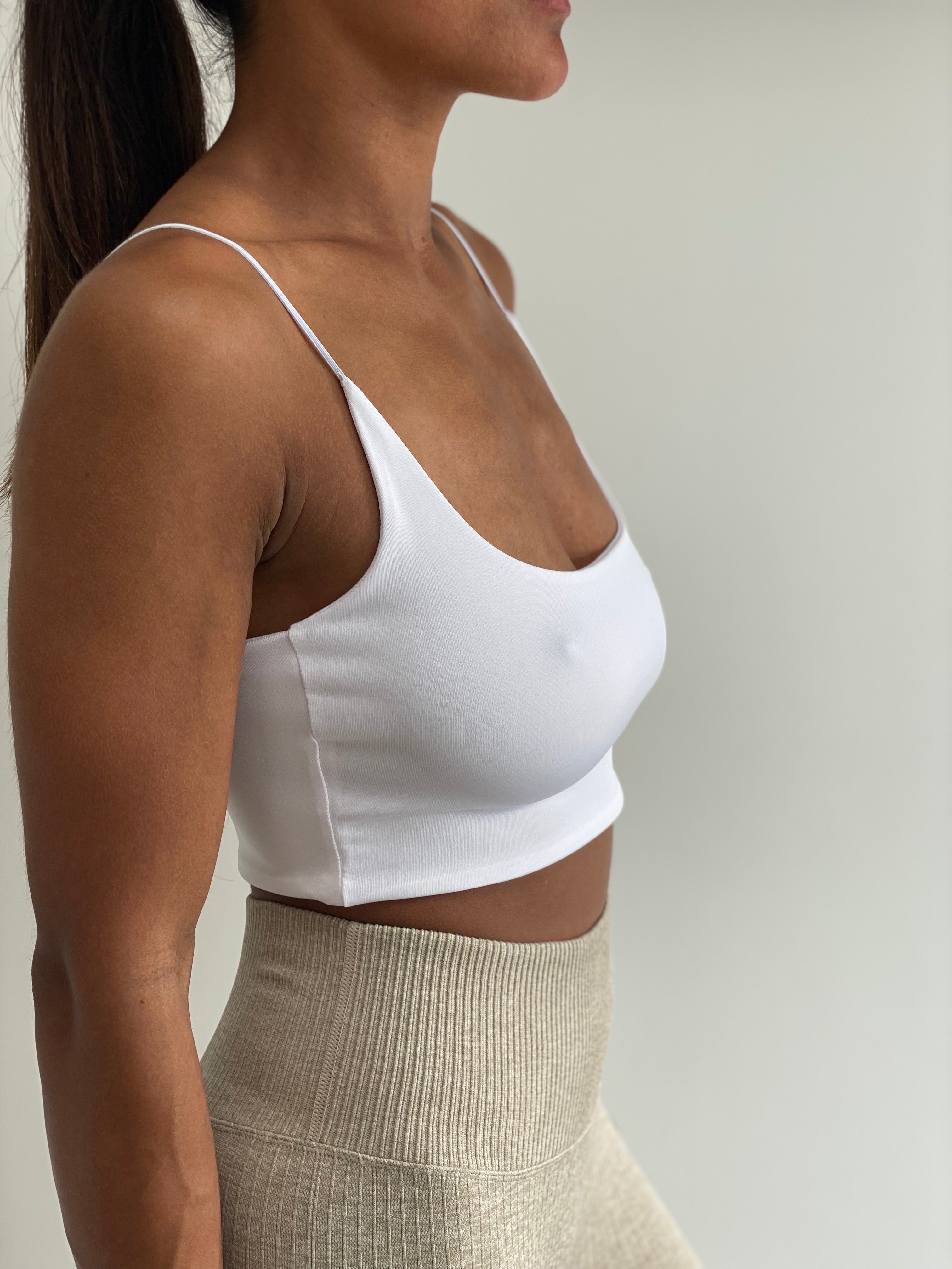 White Spaghetti Strap Crop Top