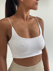 White Spaghetti Strap Crop Top