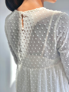 Cream Dotted Midi Dress