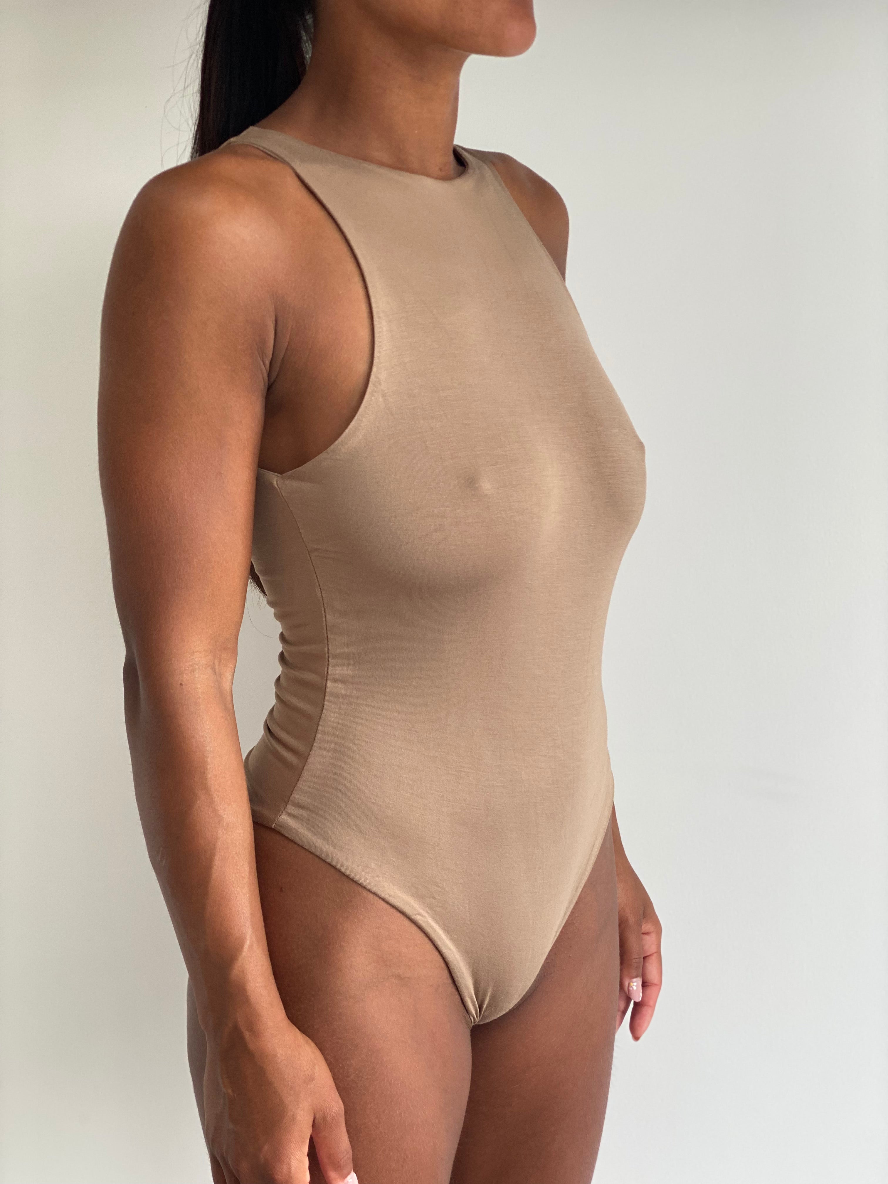NEW High Neck Bodysuit in Camel