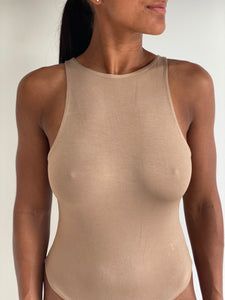 NEW High Neck Bodysuit in Camel