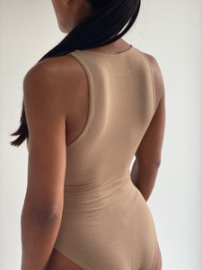 NEW High Neck Bodysuit in Camel
