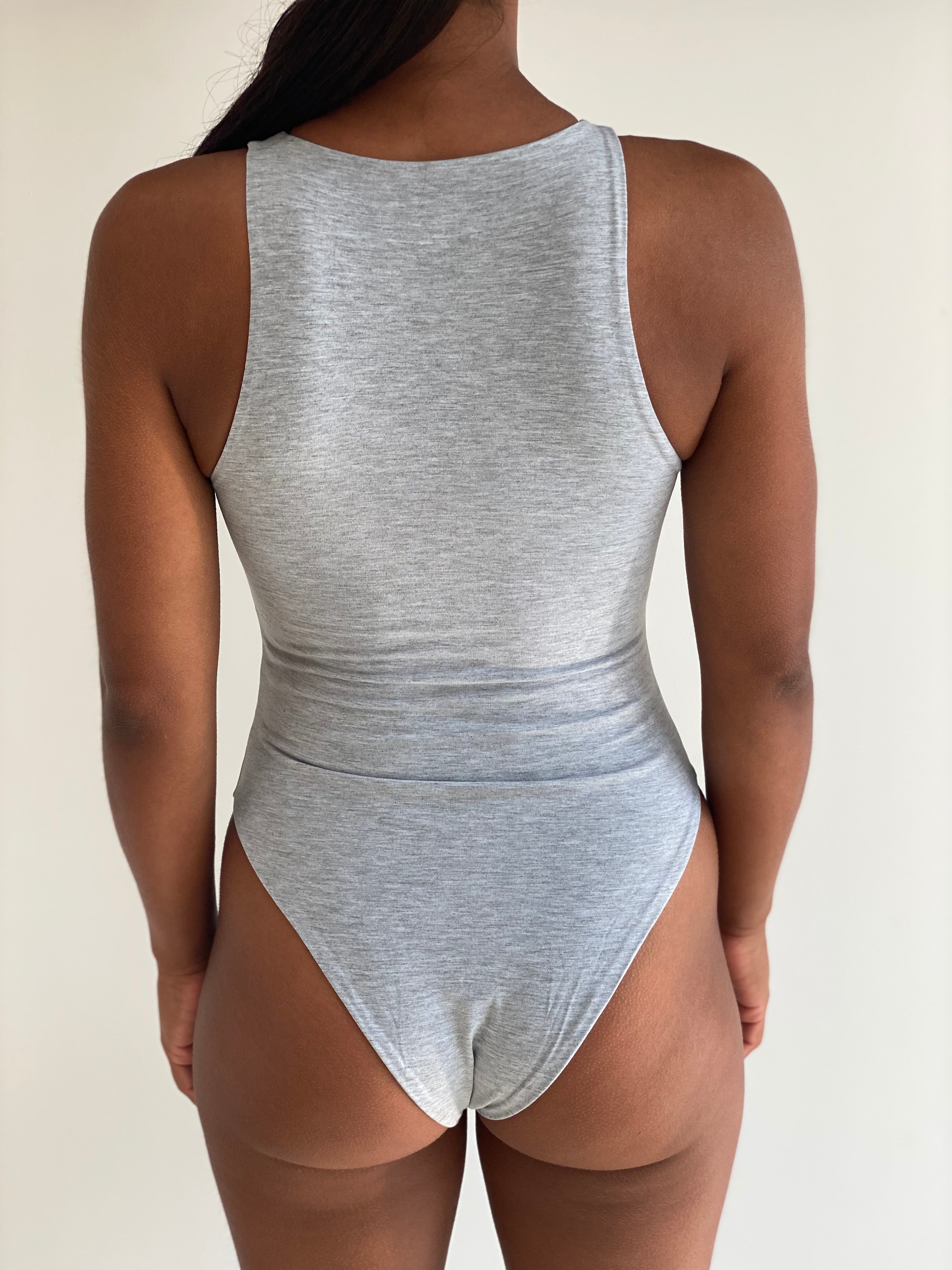 NEW High Neck Bodysuit in Light Grey