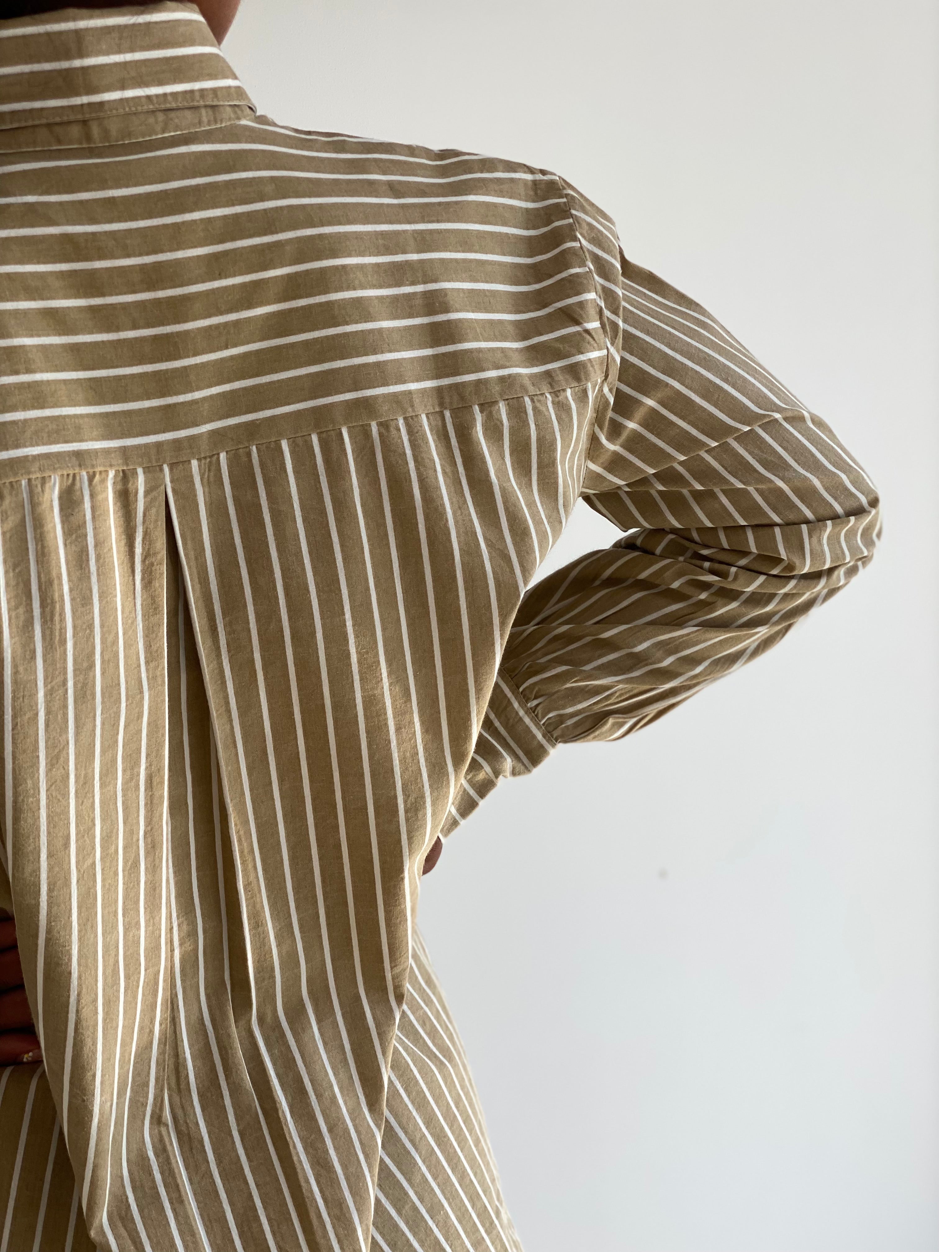 Oversized Stripe Shirt in Camel