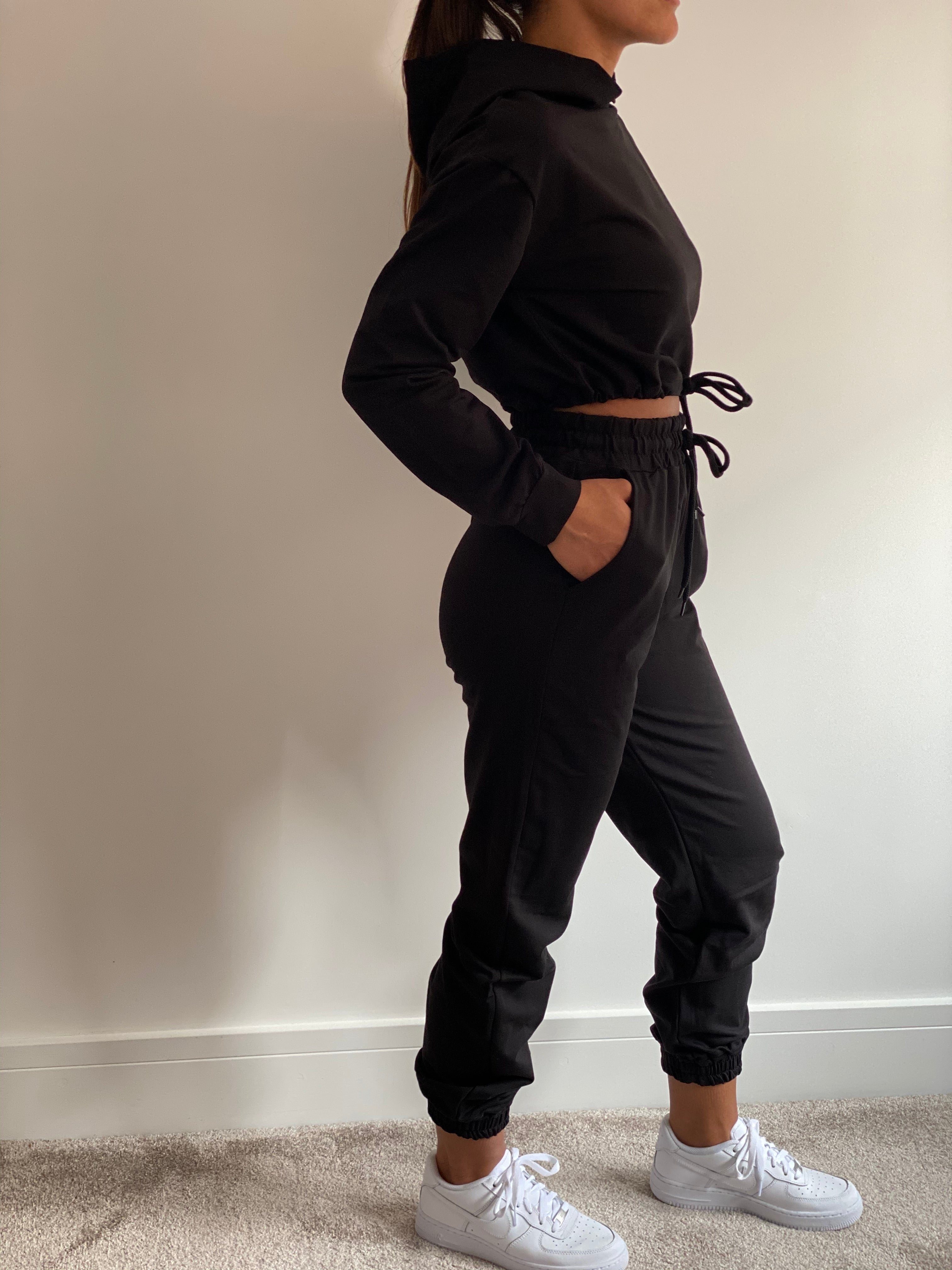 Cropped Tracksuit in Black