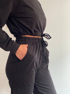 Cropped Tracksuit in Black