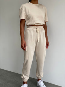 Cropped Cargo Tracksuit in Sand