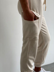 Cropped Cargo Tracksuit in Sand