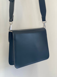 Faux Leather Crossbody Bag in Black