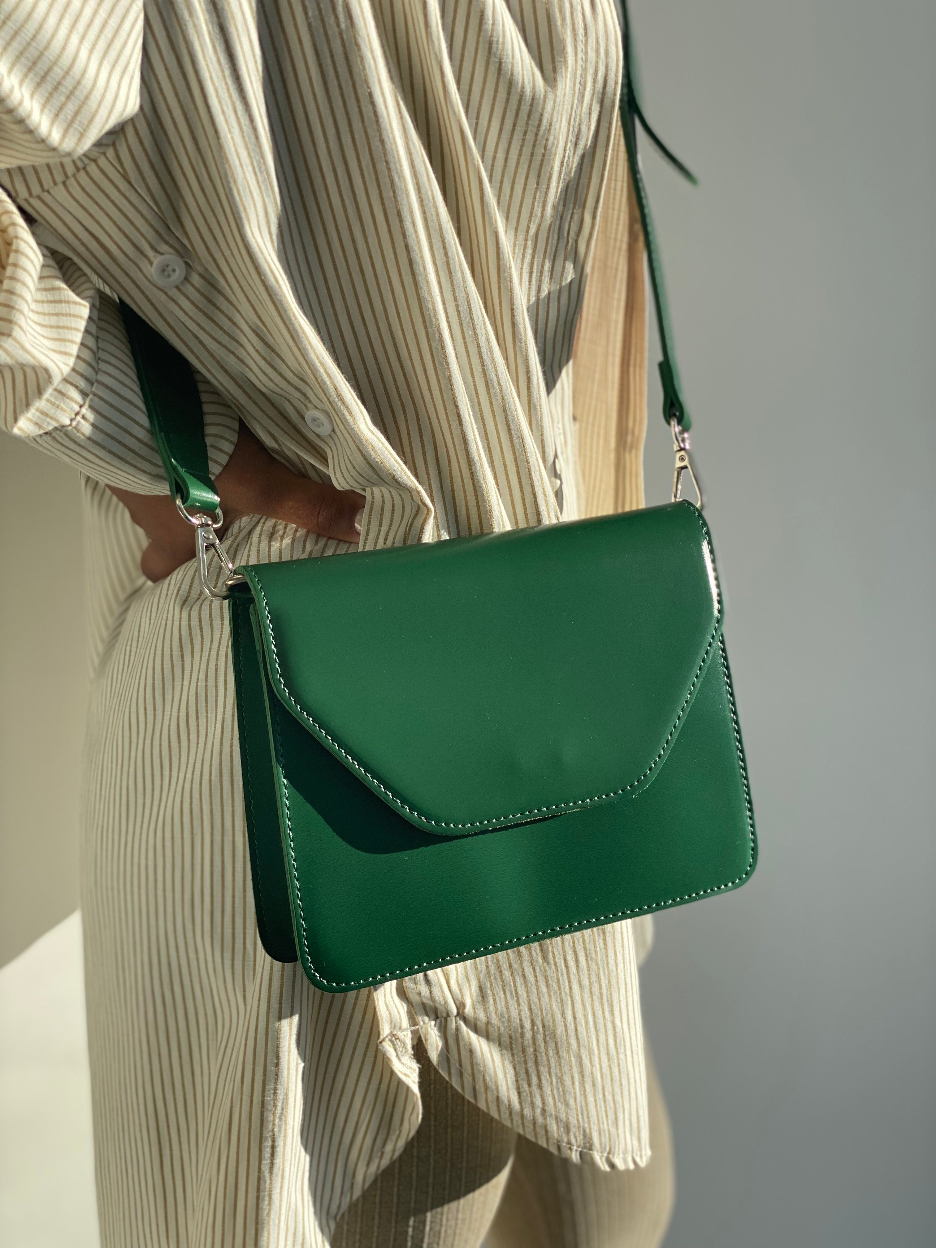 Faux Leather Crossbody Bag in Green – NoveNeutrals