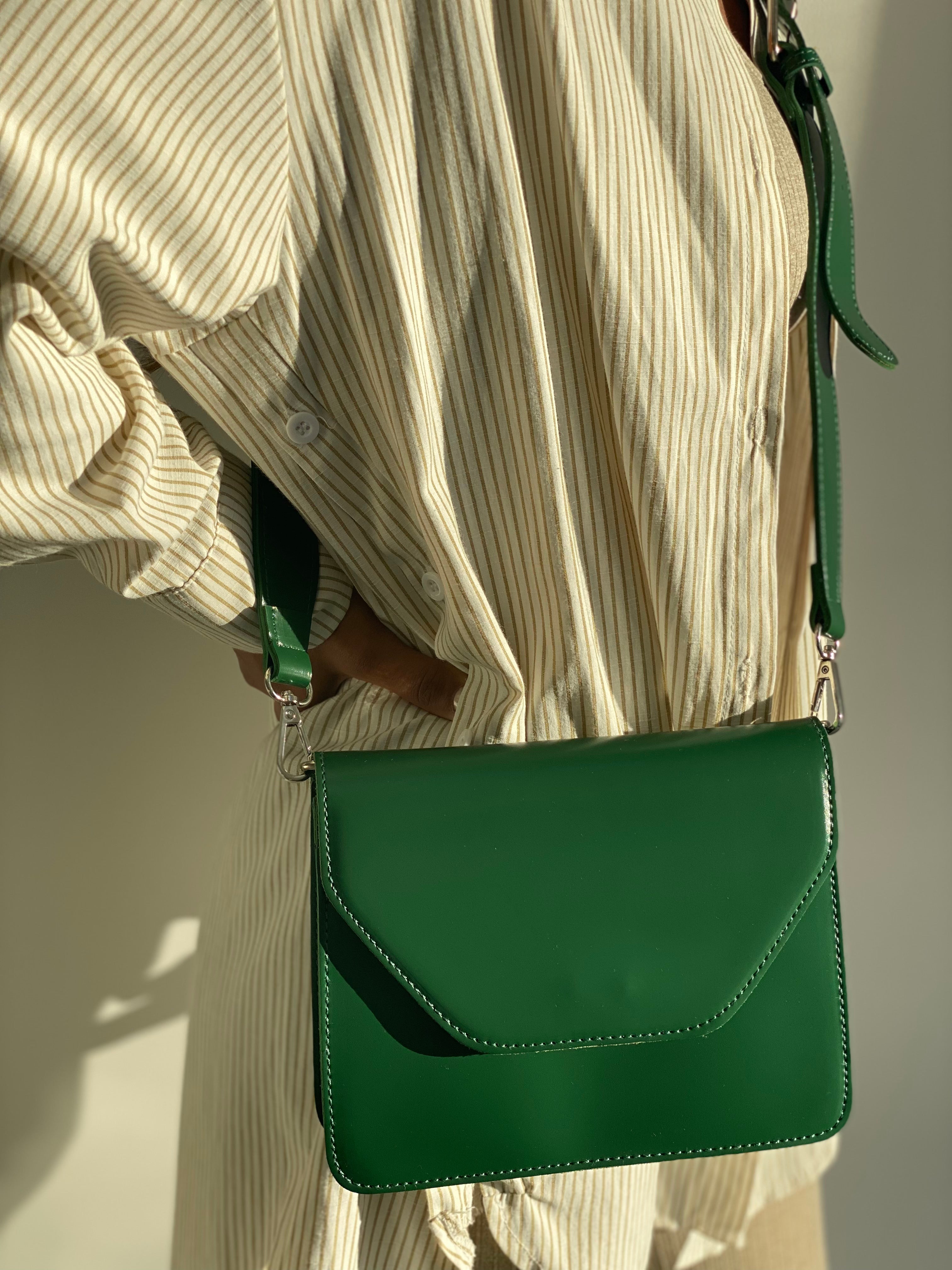 Faux Leather Crossbody Bag in Green