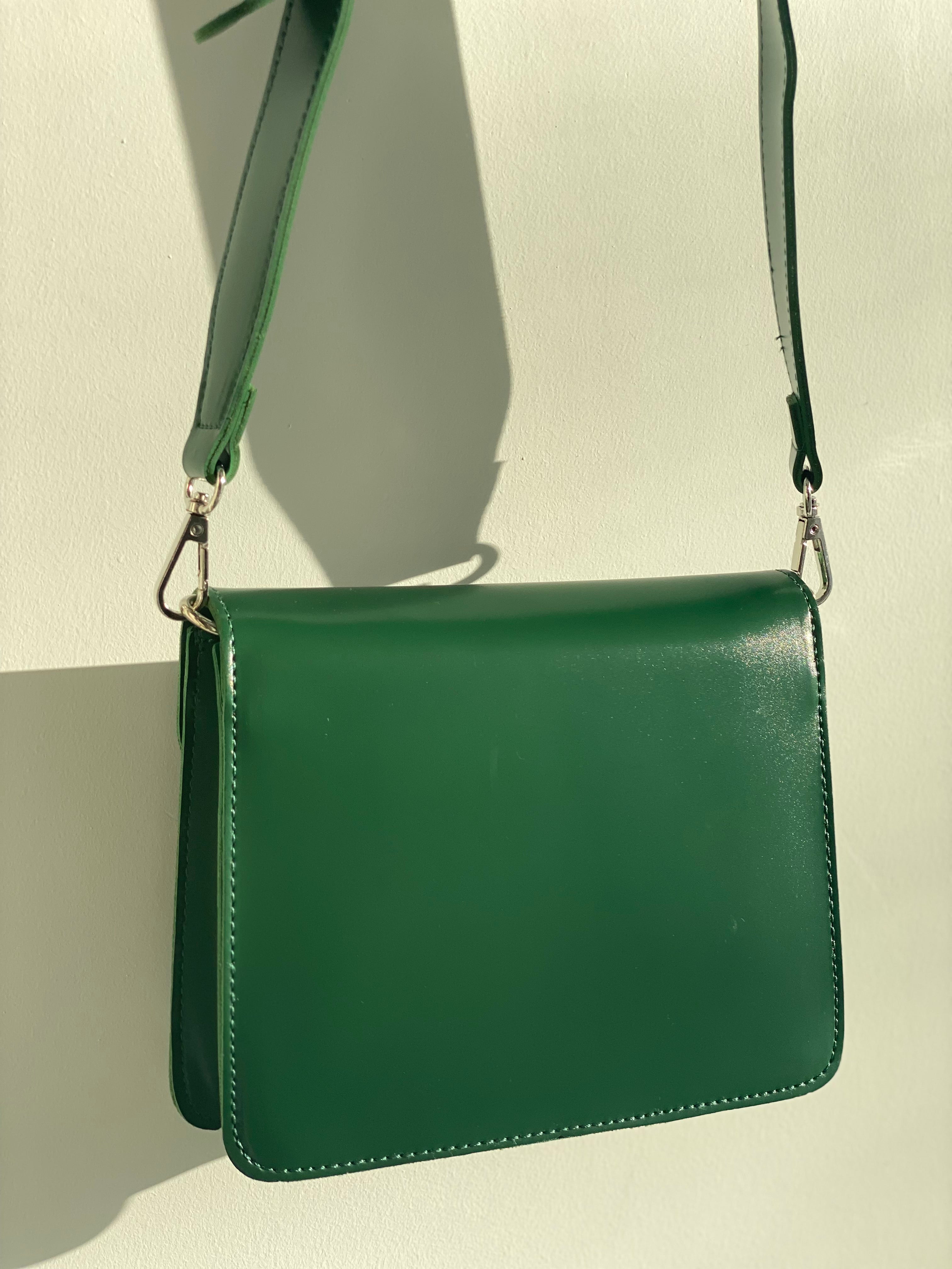 Faux Leather Crossbody Bag in Green