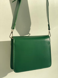 Faux Leather Crossbody Bag in Green