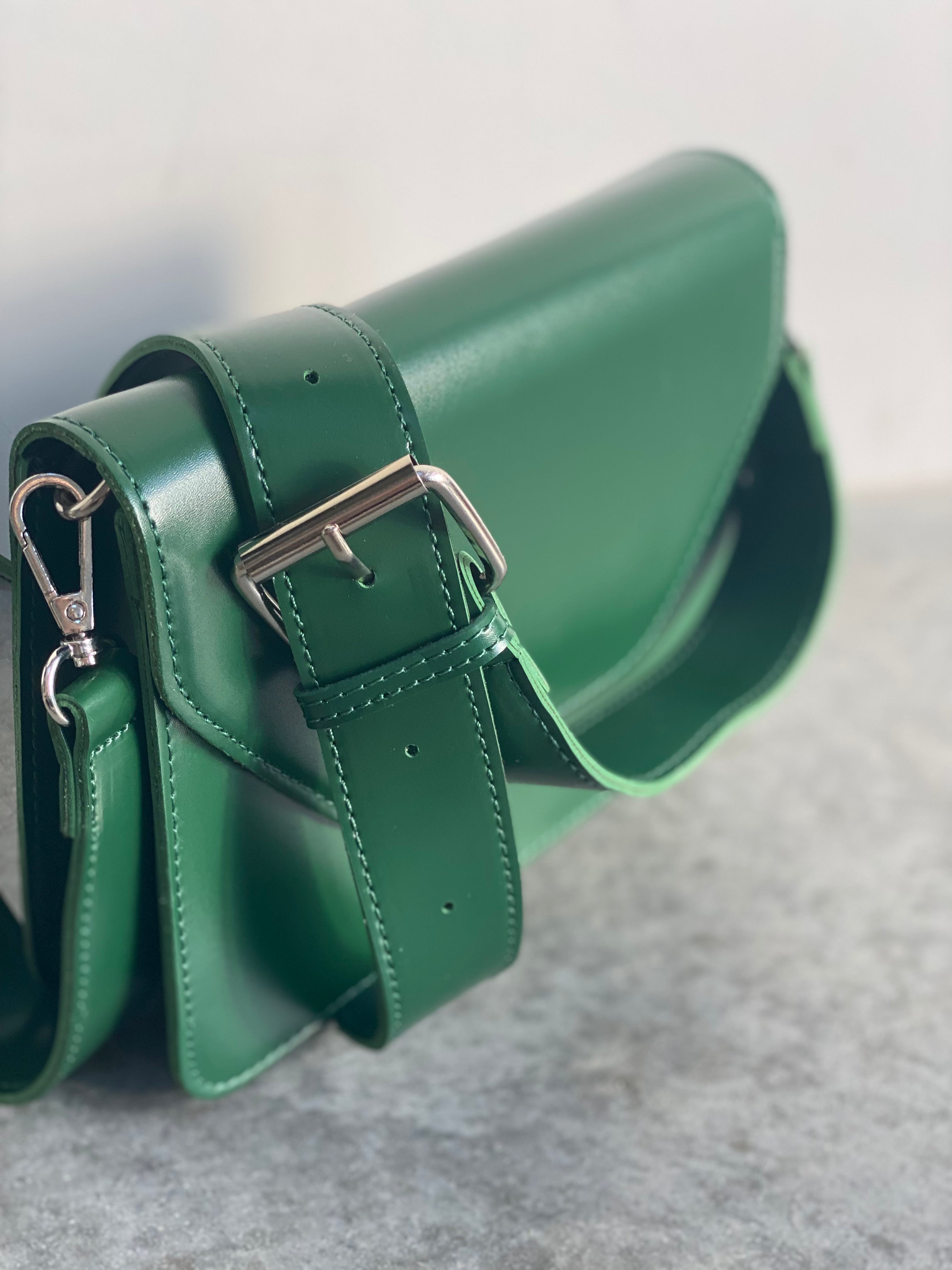 Faux Leather Crossbody Bag in Green