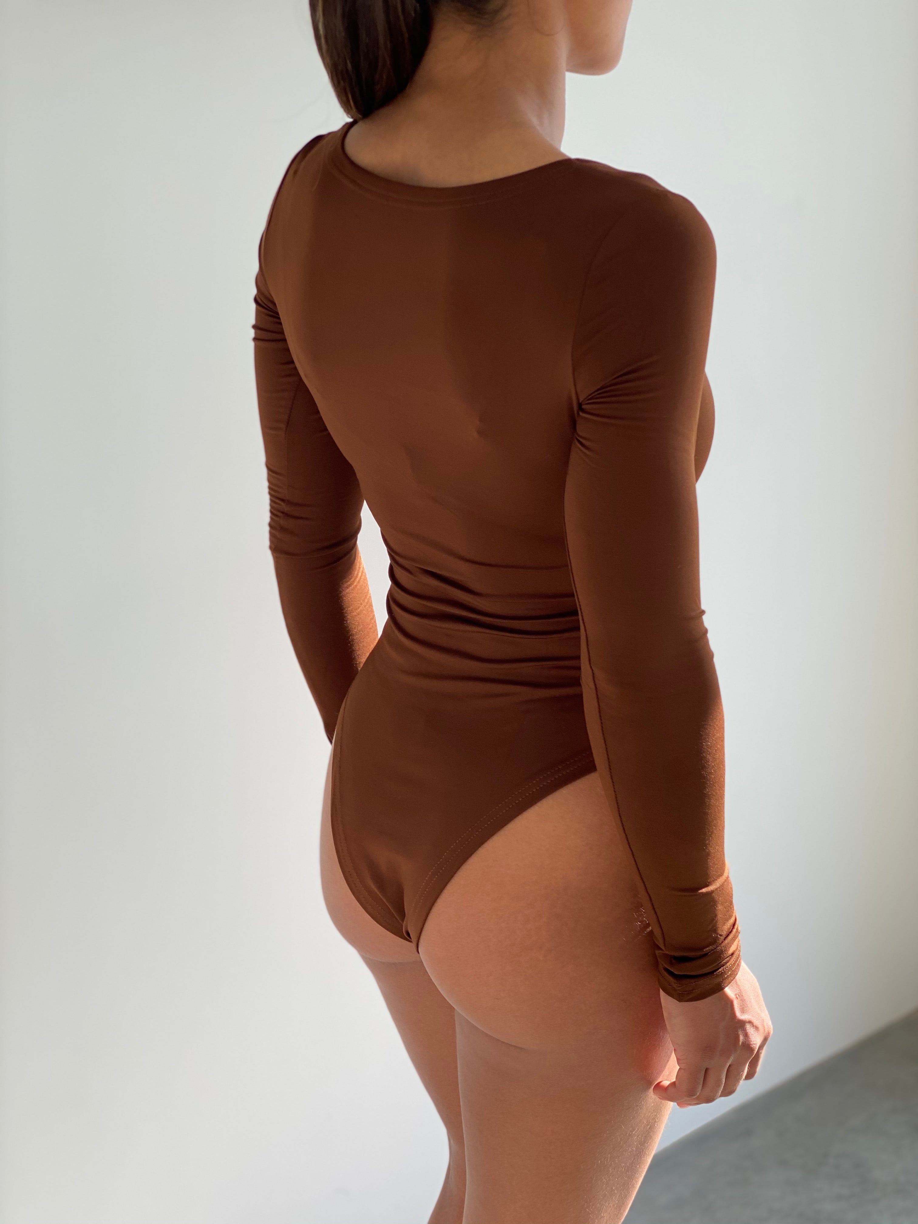 Brown Square Neck Bodysuit