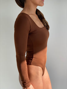 Brown Square Neck Bodysuit