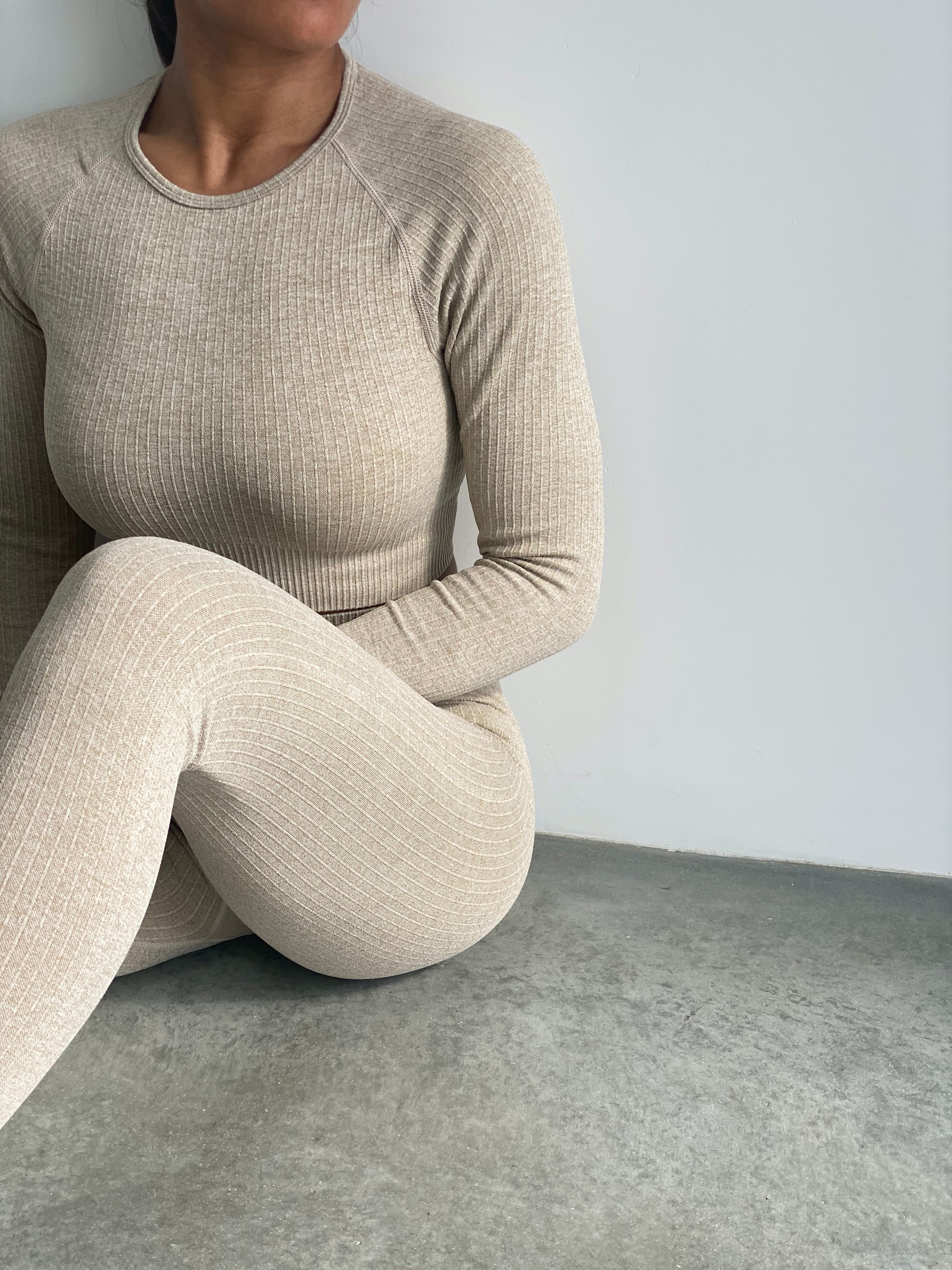 Long Seamless Loungewear set in Oatmeal