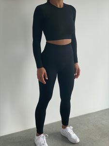Long Seamless Loungewear set in Black