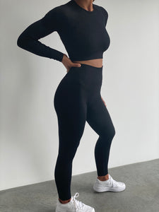 Long Seamless Loungewear set in Black