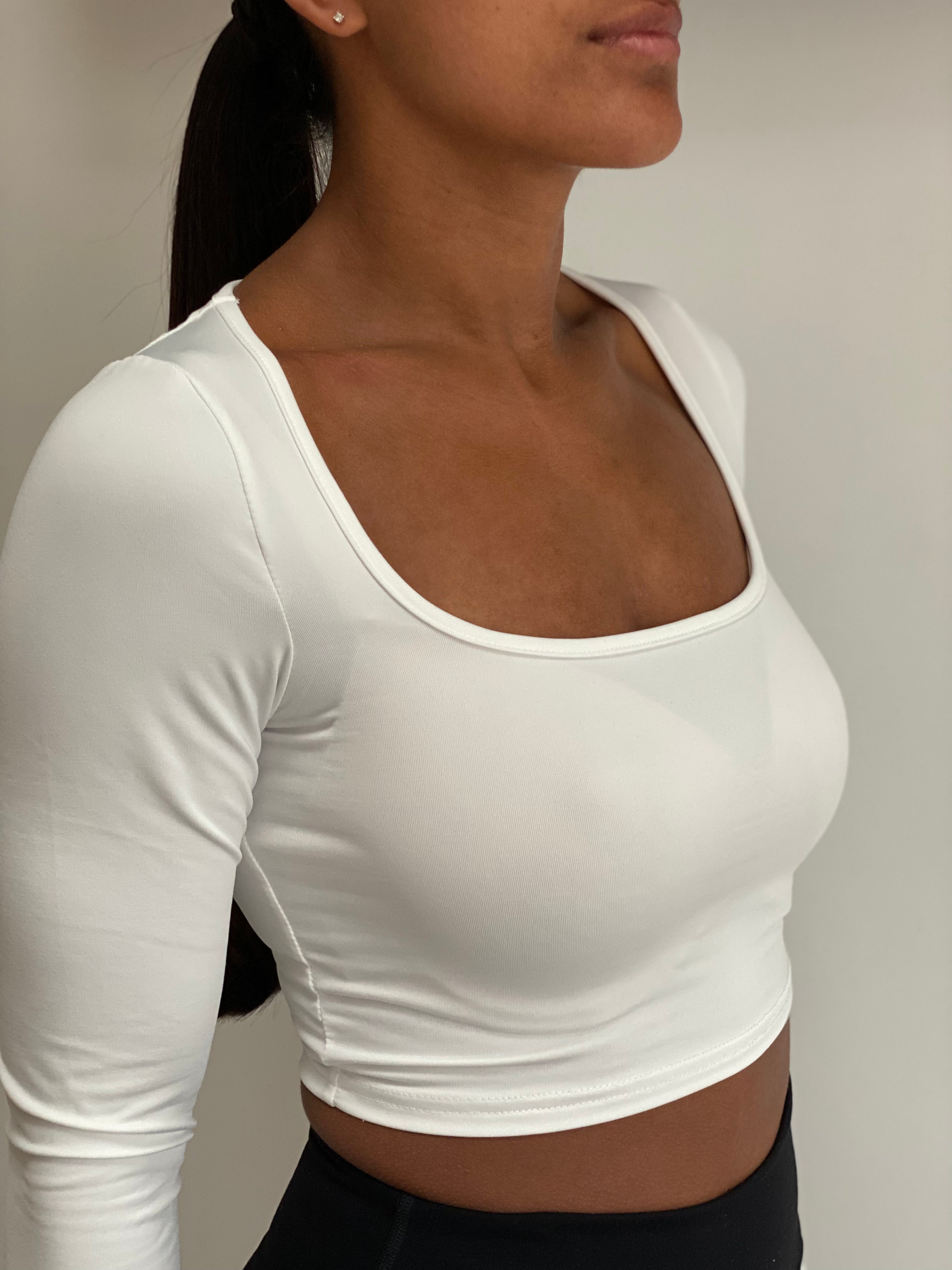 White Long Sleeve Crop Top