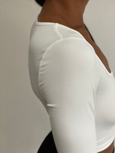 White Long Sleeve Crop Top